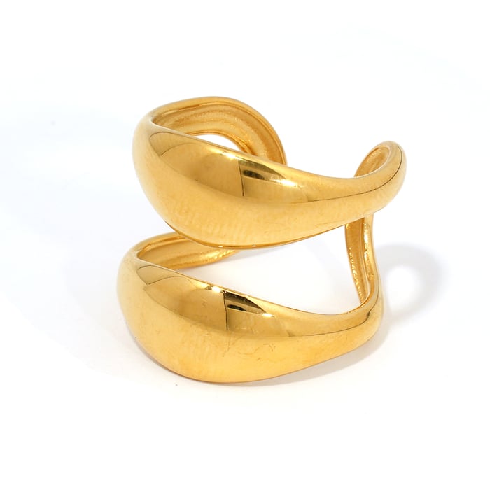 1 Piece Simple  Daily Irregular Shape Stainless Steel  Gold Color Women's Statement Rings