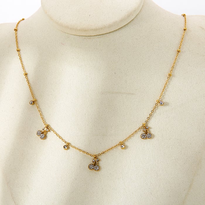 1 Stück luxuriöse elegante Frucht-Anhänger-Halsketten aus Edelstahl für Damen h5Bild4