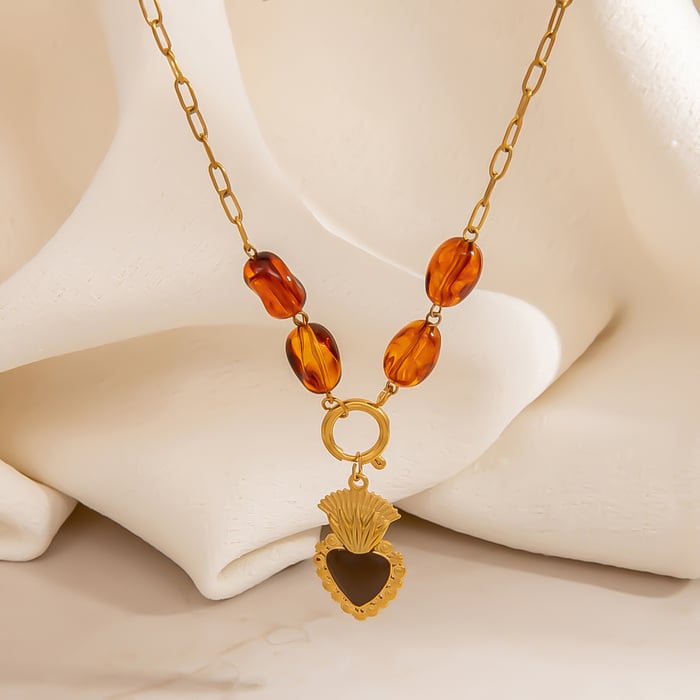 1 Piece Ethnic  DIY Heart Stainless Steel Women's Pendant Necklaces h5Picture4