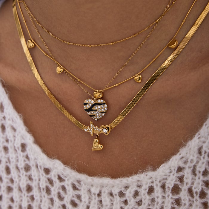 1 Piece Stylish Heart Stainless Steel Gold Color Women's Pendant Necklaces h5Picture5