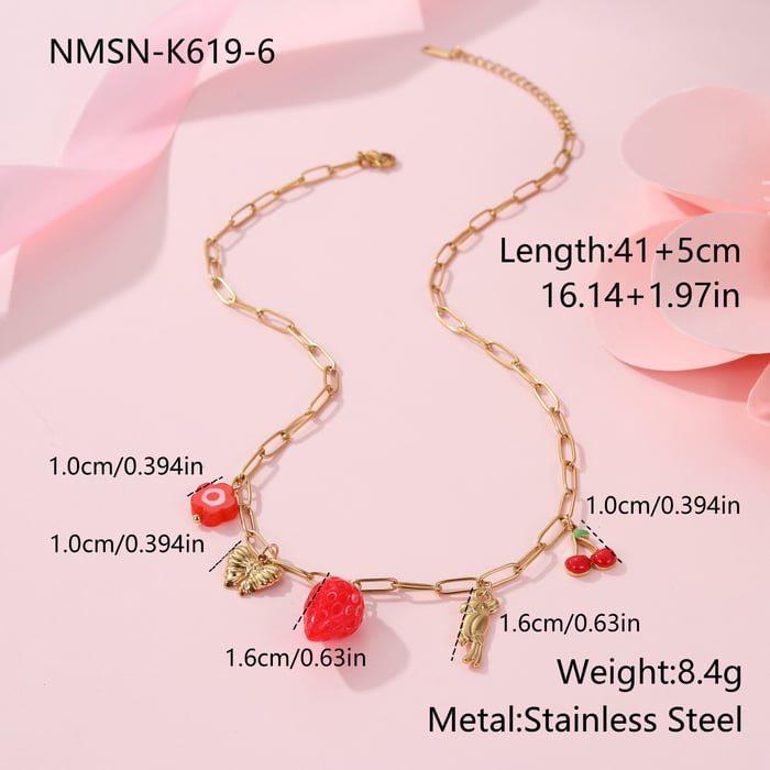 Romantic  Flower Sun Cartoon Strawberry Stainless Steel  Women's Jewelry Sets