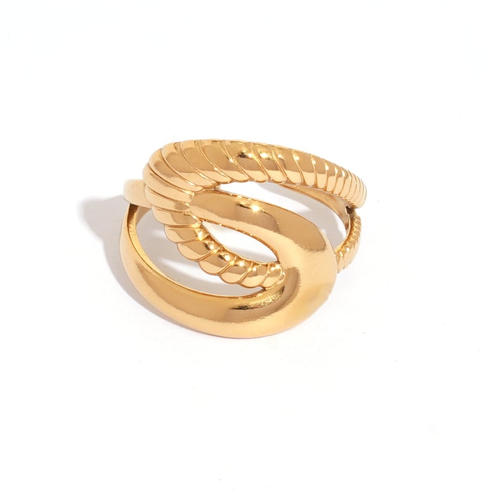 1 Piece Minimalist Irregular Shape Stainless Steel Gold Color Statement Rings