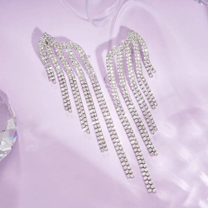 1 Pair Festive Series Irregular Shape Tassel Copper Clip-on Earrings h5Picture4