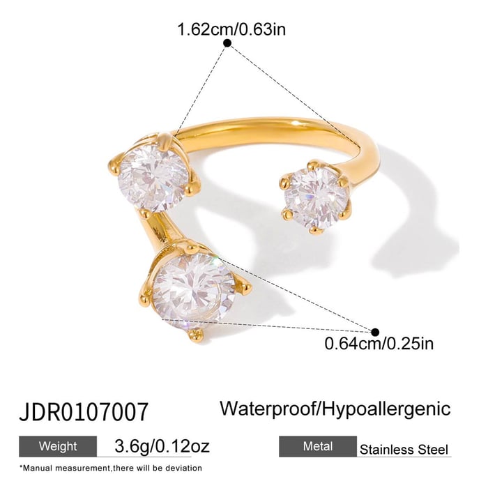 1 Stück luxuriöse unregelmäßige Form Edelstahl Gold Farbe Zirkon Damen Edelstein Ringe h5Bild2