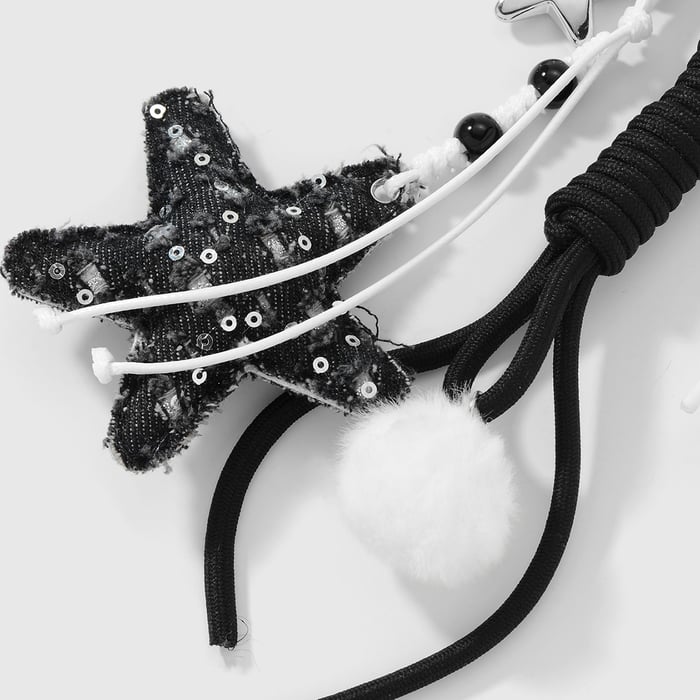 1 pieza de dije para bolso con forma de corazón de tela vaquera a cuadros Imagen5