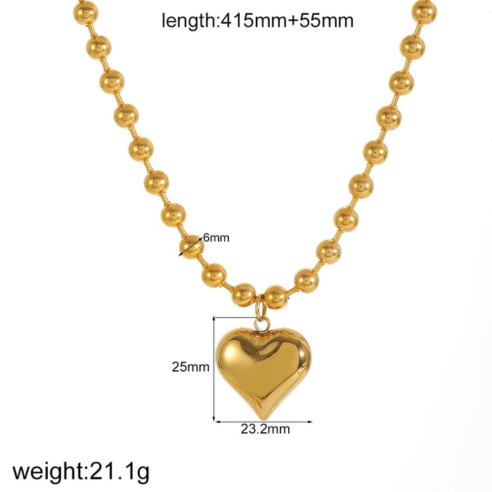 1 collar con colgante de corazón de acero inoxidable color dorado 
