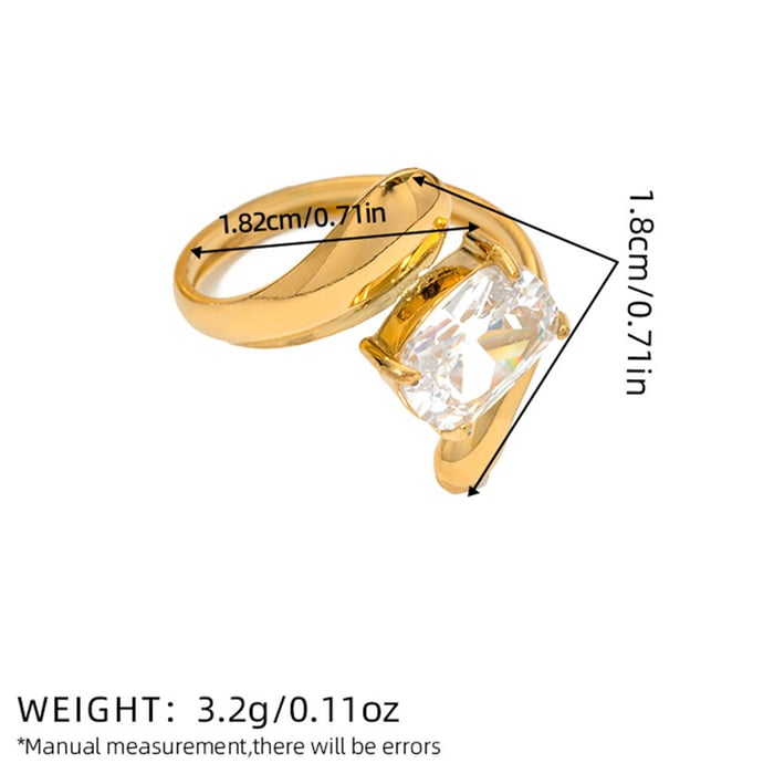 1 Piece Simple Irregular Shape Stainless Steel   Gold Color Women's Gemstone Ring h5Picture2