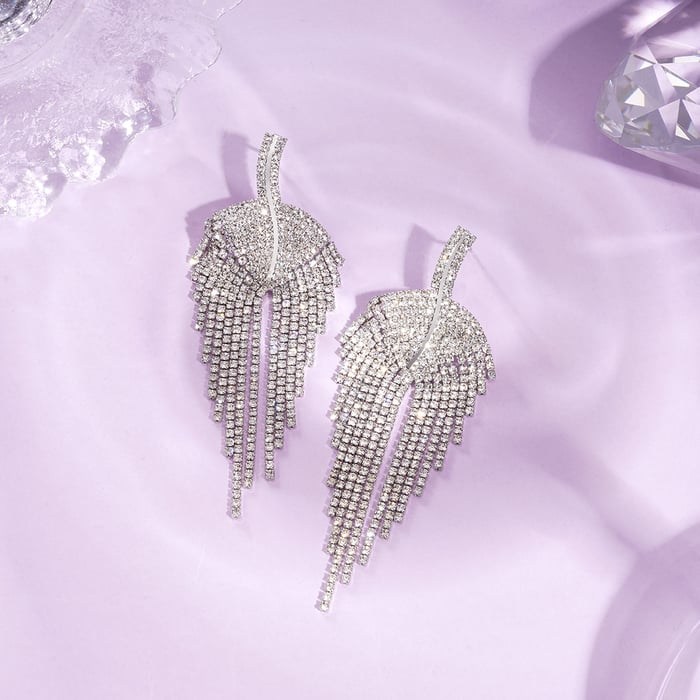 1 Pair Festive Series Tassel Leaf Copper Dangle Earrings h5Picture2