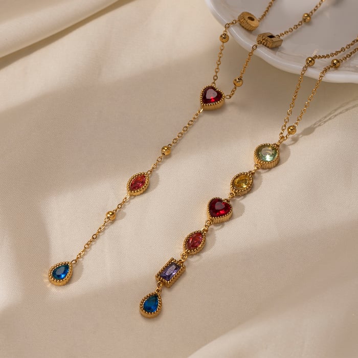 1 Piece Simple Stainless Steel Zircon Pendant Necklace h5Picture2