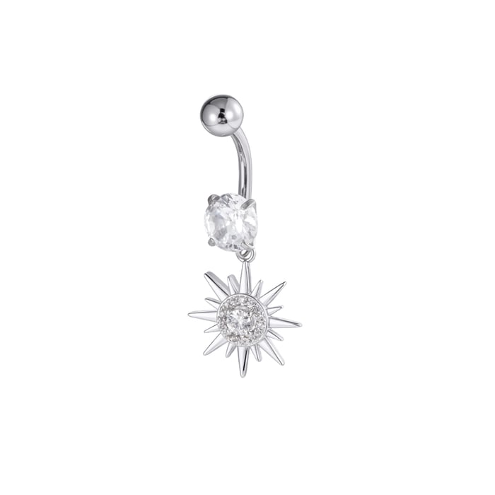 1 Piece Sun & Moon Copper Zircon Navel Piercing 