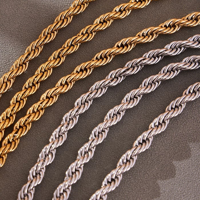 1 Piece Twist Mixed Gold&Silver Colors Stainless Steel Women's Chain Necklaces h5Picture6