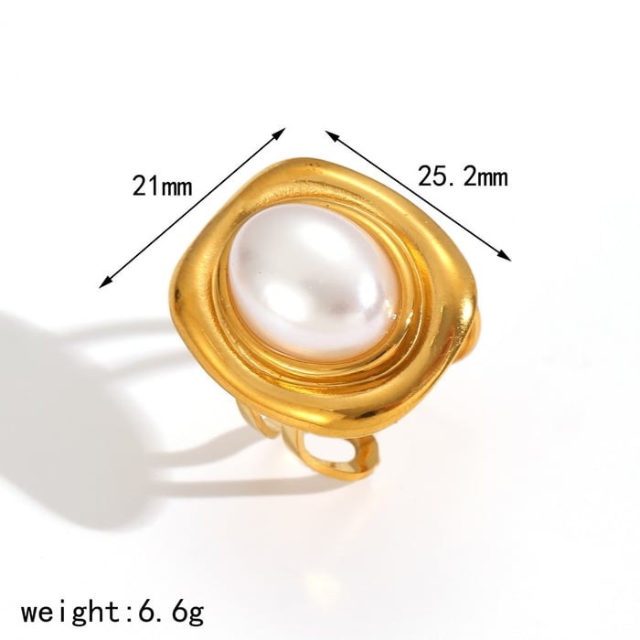 Set di collana con pietra naturale color oro in acciaio inossidabile rettangolare retrò 