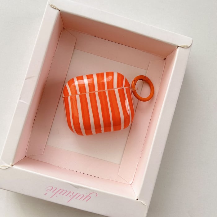 1 Piece Personalized Creative Color-Blocked Stripes Women's Earphone Case