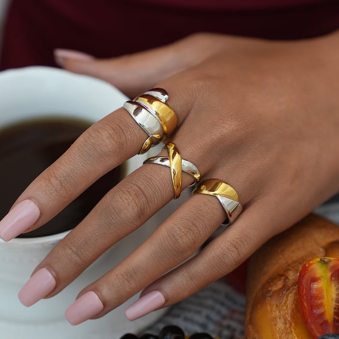 1 Piece  Simple Irregular Shape Stainless Steel   Gold Color  Women's Statement Rings h5Picture5