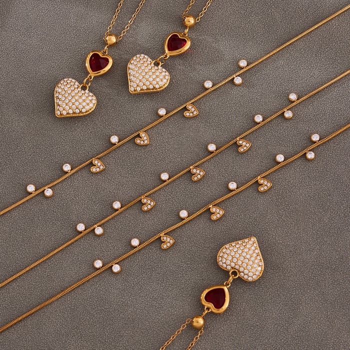 1 Piece Delicate Cute Heart Stainless Steel Gold Color Zircon Women's Pendant Necklaces h5Picture4