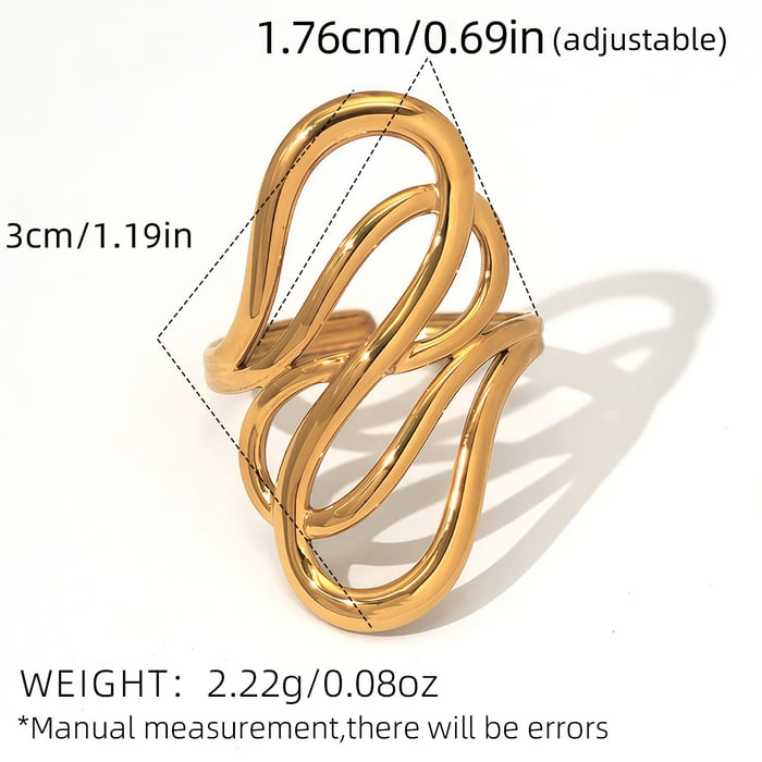 1 Piece Simple Irregular Shape Lines Stainless Steel Women's  Statement Rings h5Picture2