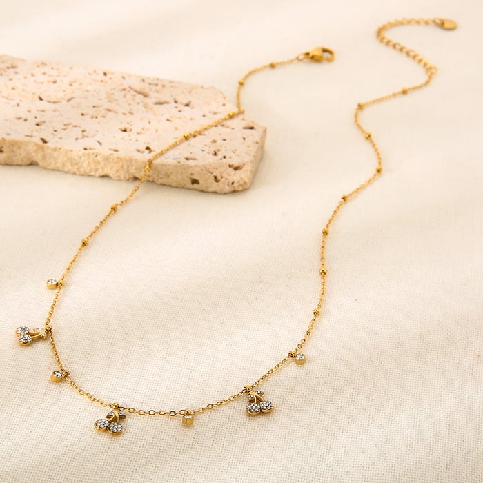 1 Stück luxuriöse elegante Frucht-Anhänger-Halsketten aus Edelstahl für Damen h5Bild2
