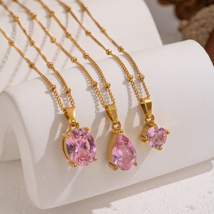 1 Piece Minimalist Zircon Inlaid Pendant Necklace h5Picture2