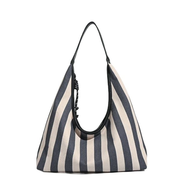 1 Piece Simple Series Casual Strip Canvas Women's Shoulder Bags Picture5