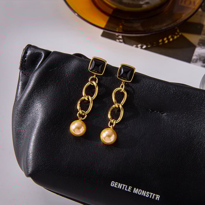 1 Pair Gorgeous Chain Stainless Steel Gold Color Women's Drop Earrings h5Picture5