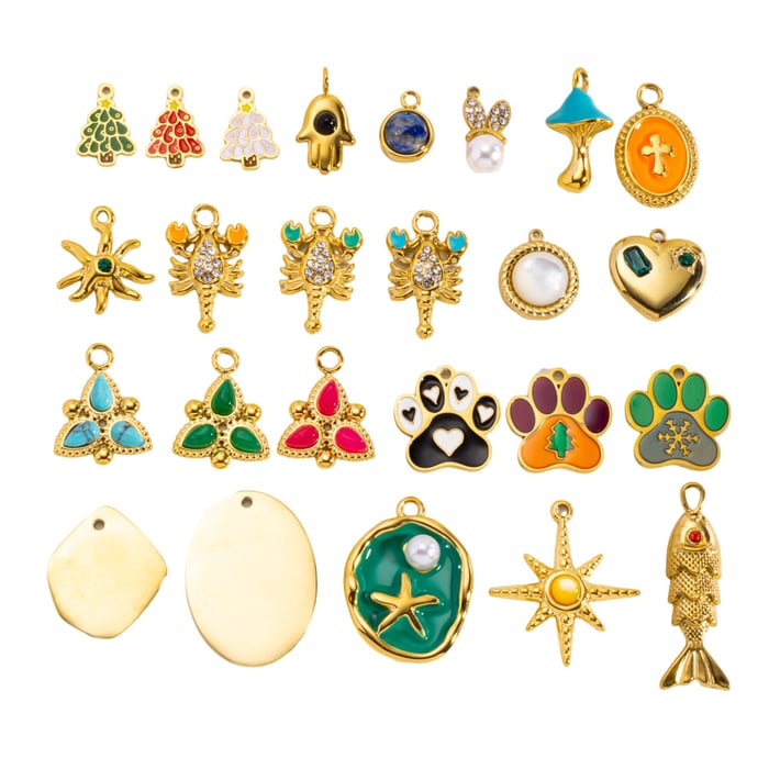 1 Piece DIY MIni Fruit Christmas Stainless Steel   Gold Color  Women's Pendants h5Picture5