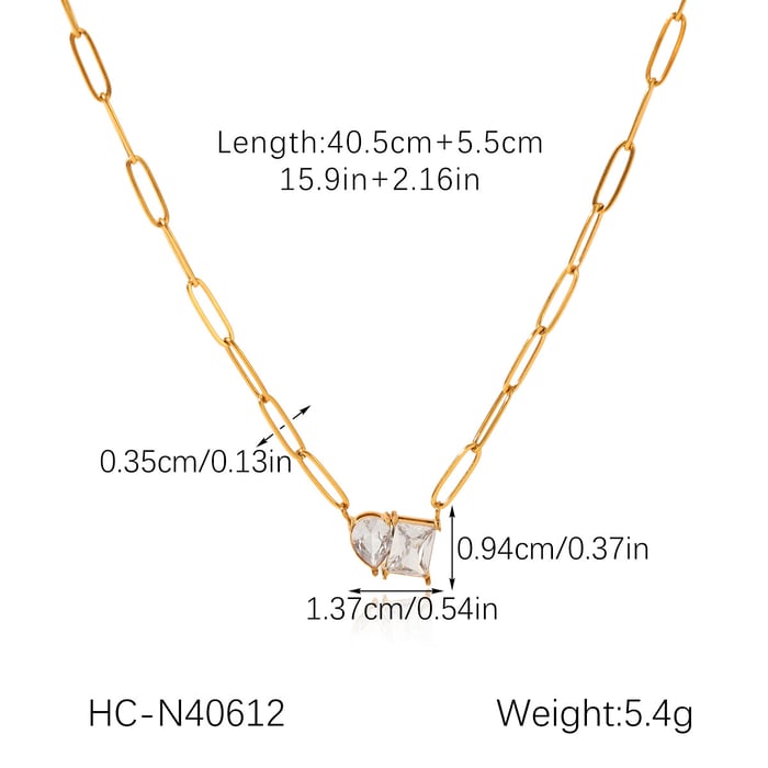 1 Piece Luxurious Irregular Shape Stainless Steel Zircon Women's Pendant Necklaces h5Picture2