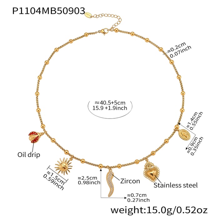 1 Piece Luxurious Pepper Stainless Steel Gold Color Women's Pendant Necklaces