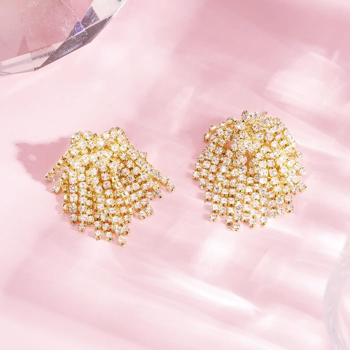 1 Pair Festive Series Flower Tassel Copper Stud Earrings h5Picture4