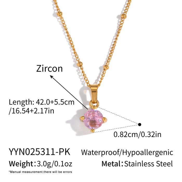 1 Piece Minimalist Zircon Inlaid Pendant Necklace