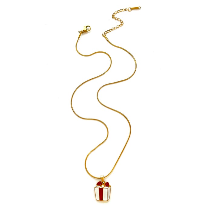 1 Piece Christmas Stainless Steel Gold Color Pendant Necklace 