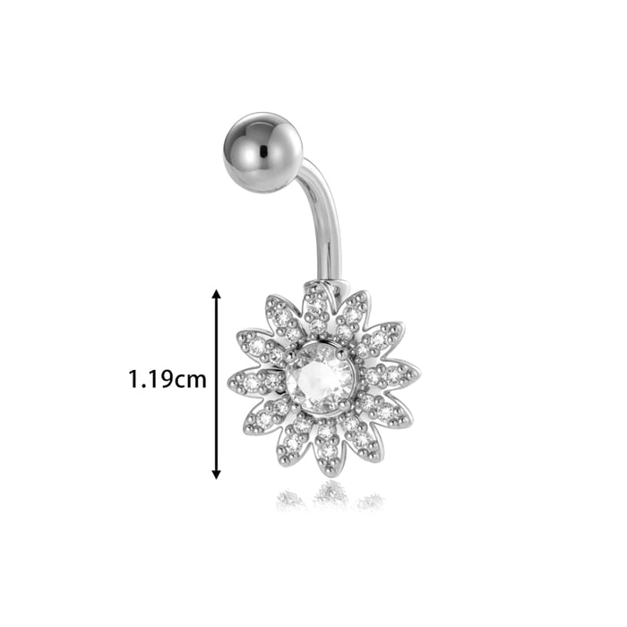 1 Piece Stylish Flower Heart Butterfly Copper Gold Color Zircon Navel Piercings h5Picture2
