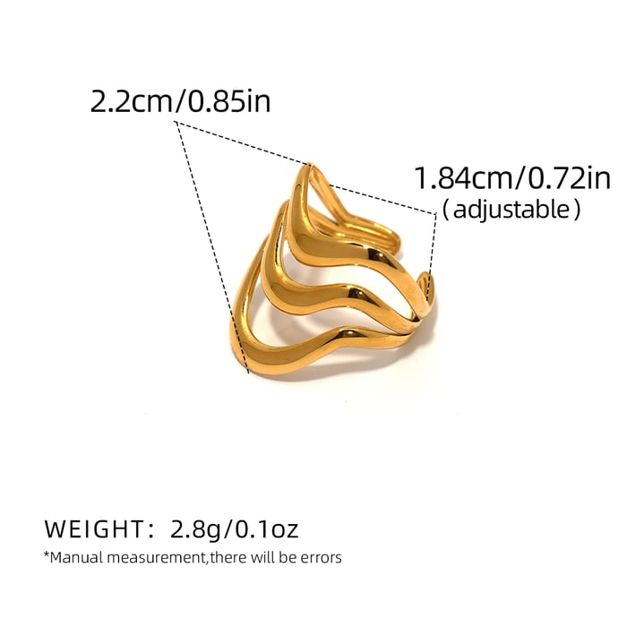 1 Piece Simple  Retro Irregular Shape Stainless Steel  Gold Color Women's Statement Rings h5Picture2