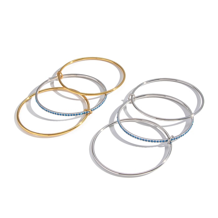 1 Piece Hip-Pop Circle Stainless Steel Gold Color Bangles Picture6