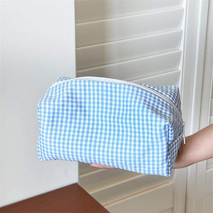 1 Piece Simple Series Sweet Strip Plaid Women's Makeup Bags