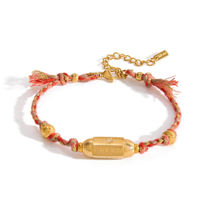 1 PieceRetro Letter Stainless Steel Gold Color Women's Charm Bracelets