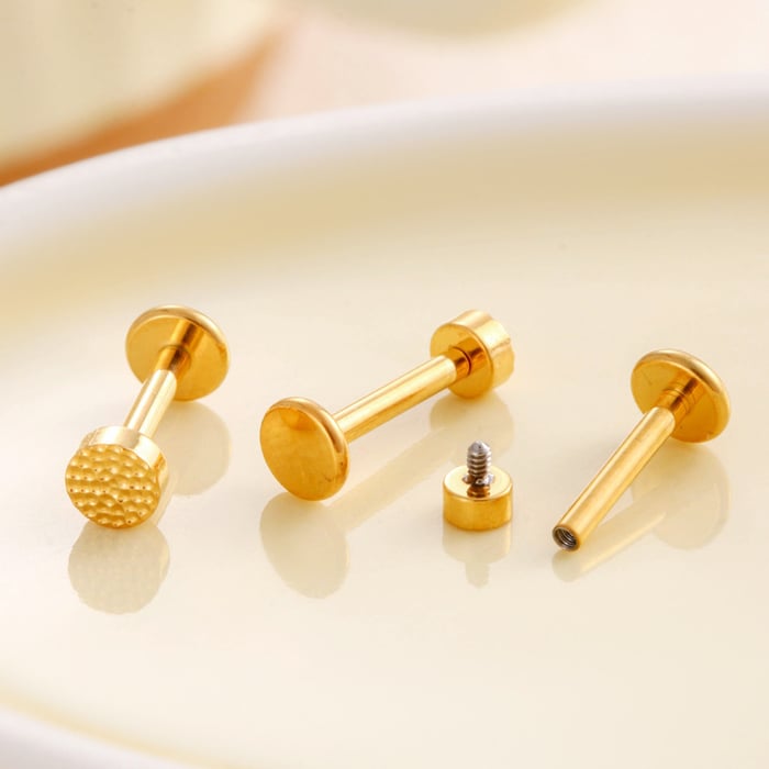 1 Piece Simple Circle Titanium Alloy Gold Color Women's Piercing Earrings h5Picture3