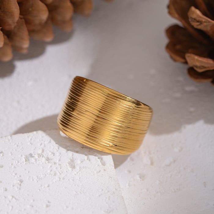 1 Piece Strip Stainless Steel Gold Color Minimalist Ring h5Picture4