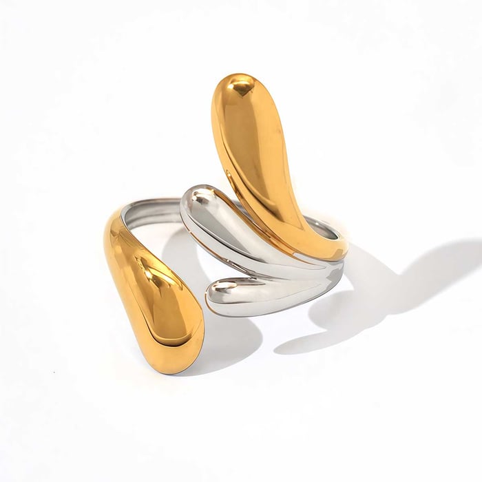1 Piece  Simple Irregular Shape Stainless Steel  Gold Color Women's Statement Rings