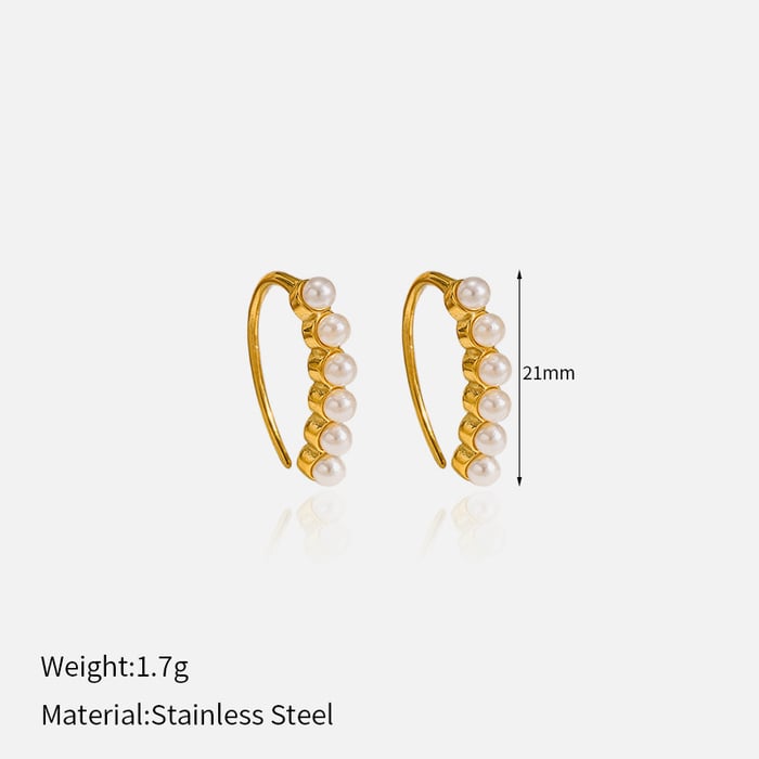 1 Pair Irregular Shape Stainless Steel Pearl Gold Color Stud Earrings