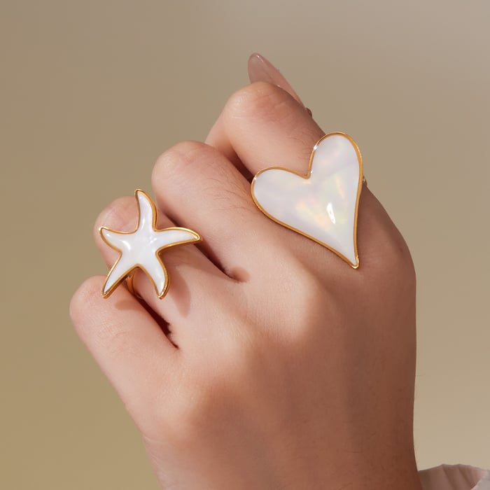 Elegant Shell Heart Stainless Steel Gold Color Women's Jewelry Sets h5Picture4