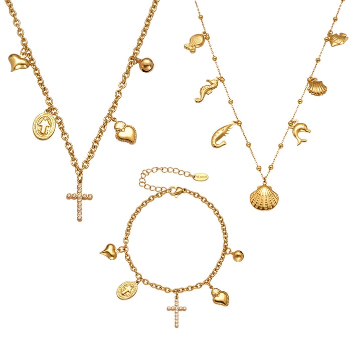 Lustrous Cross Stainless Steel Gold Color Women's Jewelry Sets h5Picture6
