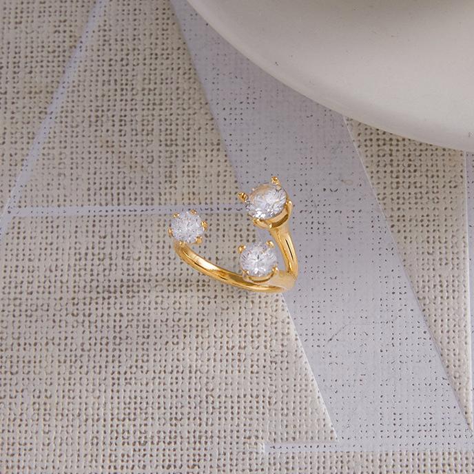 1 Stück luxuriöse unregelmäßige Form Edelstahl Gold Farbe Zirkon Damen Edelstein Ringe h5Bild6