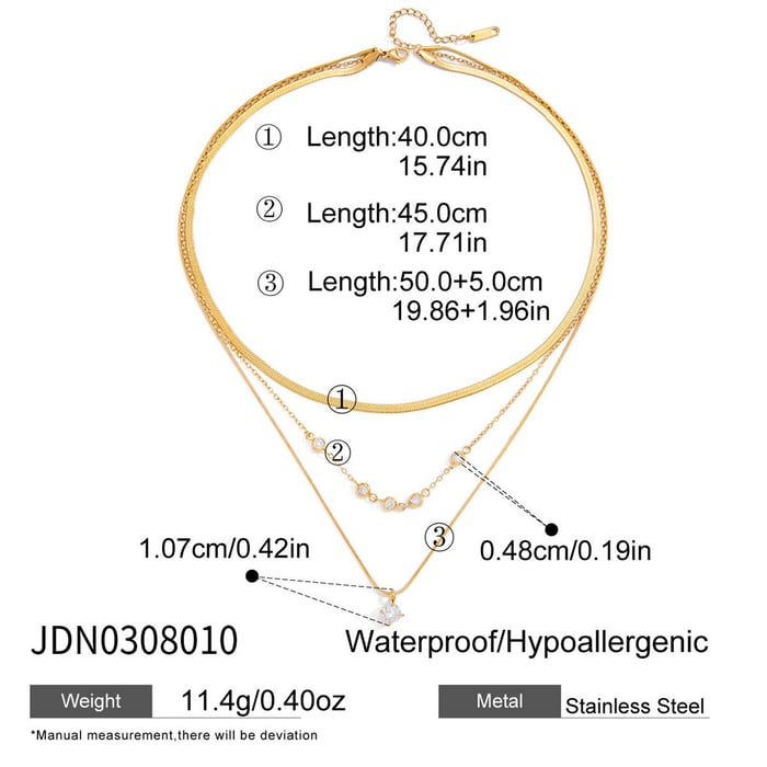 1 Piece Modern Circle Stainless Steel Gold Color Zircon Women's Layered Necklaces h5Picture2