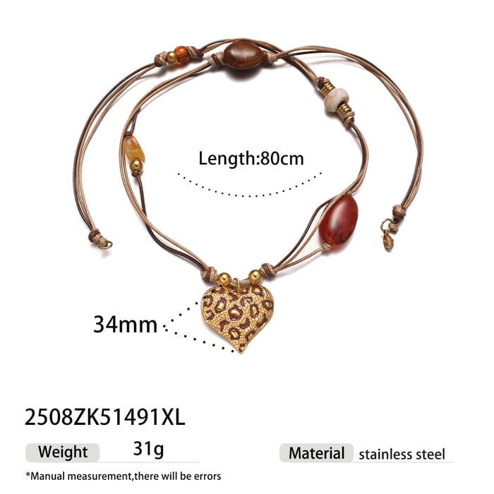 1 Piece Heart Stainless Steel Acrylic Long Necklace