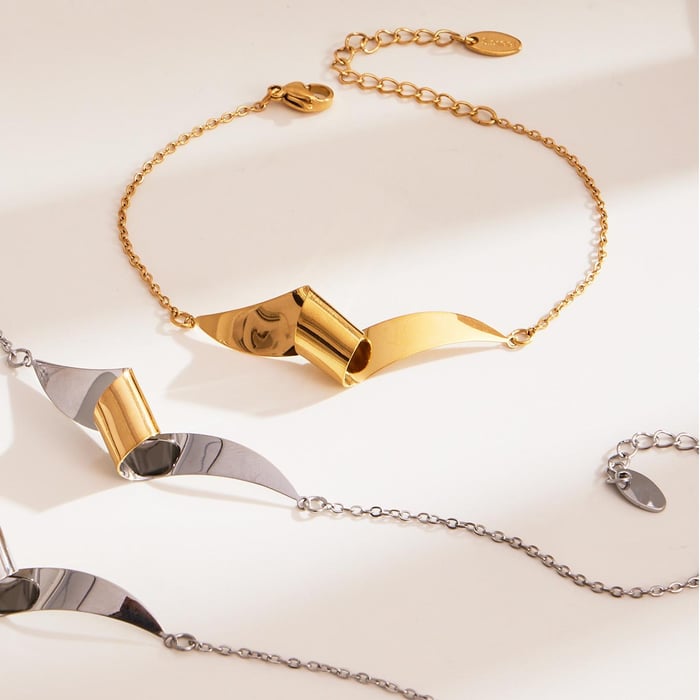 Minimalist Twist Mixed Gold&Silver Colors Stainless Steel Women's Jewelry Sets h5Picture7