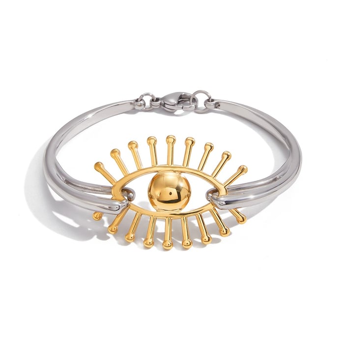 1 Piece Classic Devil's Eye Mixed Gold&Silver Colors Stainless Steel Women's Bangles 