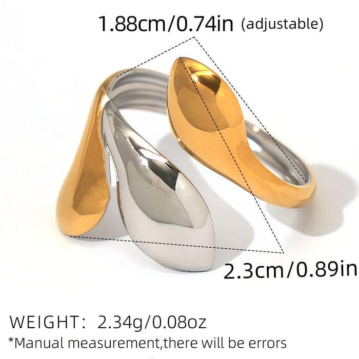 1 Piece  Mixed Gold Color And Silver Colors Stainless Steel Women's Statement Rings