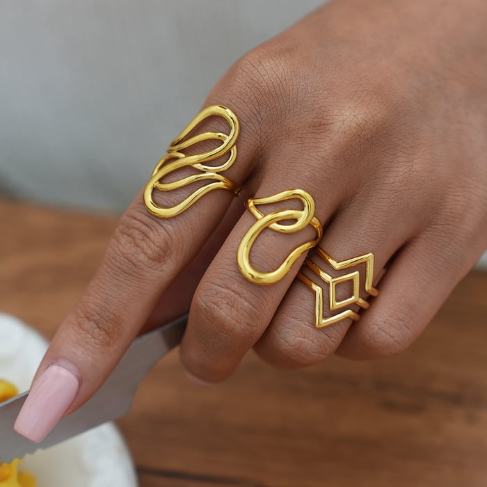 1 Piece Simple Irregular Shape Lines Stainless Steel Women's  Statement Rings h5Picture6