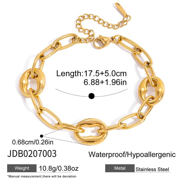 1 Piece Classic Circle Stainless Steel Gold Color Women's Chain Bracelets h5Picture2