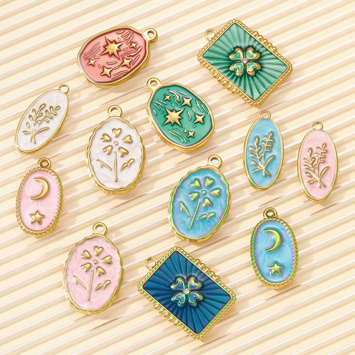 1 Piece Natural Plant Stainless Steel Gold Color Women's Pendants h5Picture5